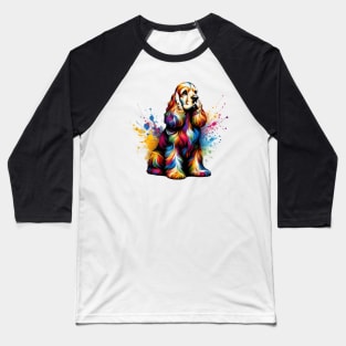 Cocker Spaniel Captured in Colorful Splash Art Baseball T-Shirt